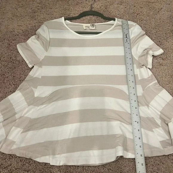 Anthropologie everleigh edgewise peplum tee beige white stripe small medium - Picture 10 of 10